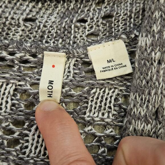 Anthropologie Moth Cardigan Women M/L Lavena Pointelle Draped Open Front Sweater - Picture 14 of 16